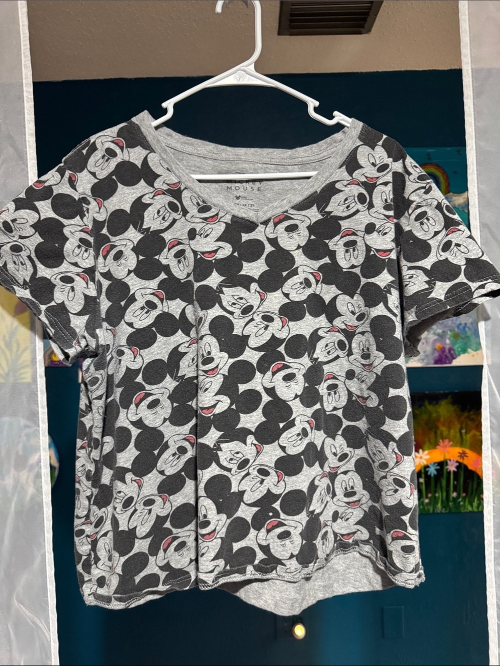 Mickey Mouse Gray & Black Short Sleeve Top
